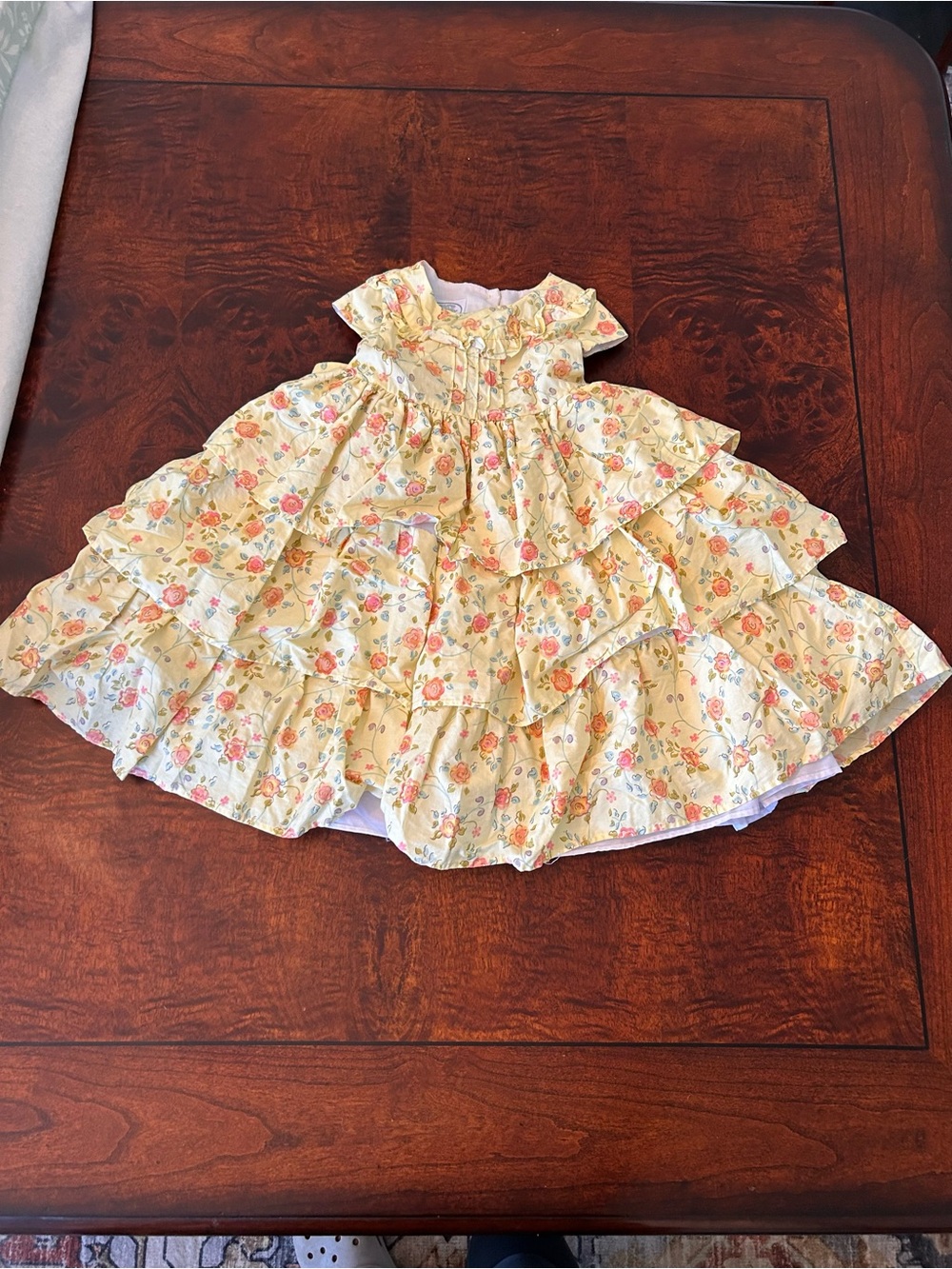 Laura Ashley Girls Yellow Floral Fit & Flare Dress 18M Ruffle Floral